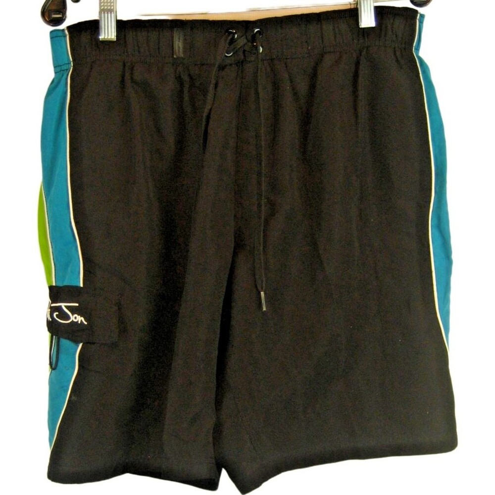 Mens Ron Jon Black w Graphics Lined Board Shorts sz Lx10